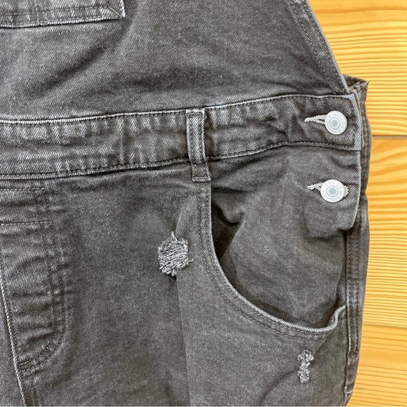 Arizona Jeans Denim Shortalls XXL Black Wash Overall Shorts Stretch Distress B57 - Picture 5 of 12